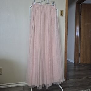 High Waist Long Mesh Tulle Maxi Skirt A Line Pleated From Revelry Size 4